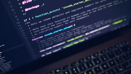 code in a laptop screen