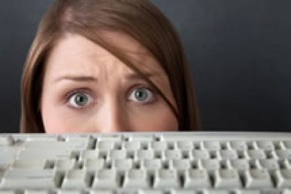 woman afraid of technology