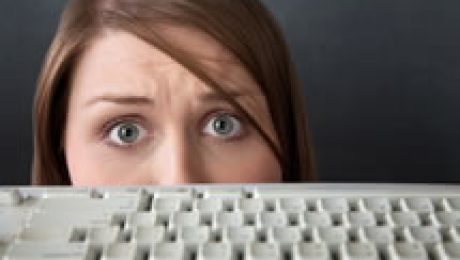 woman afraid of technology